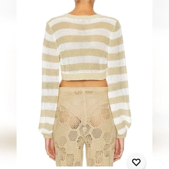 NWT WeWoreWhat Women's Striped Crochet Cardigan Crop Knit Top M $98 - Picture 3 of 8